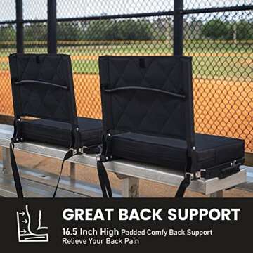Sheenive Stadium Seats for Bleachers with Back Support, Bleacher Seats with Backs and Cushion Wide, ...