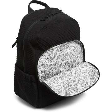 Vera Bradley Classic Black Microfiber Campus Backpack