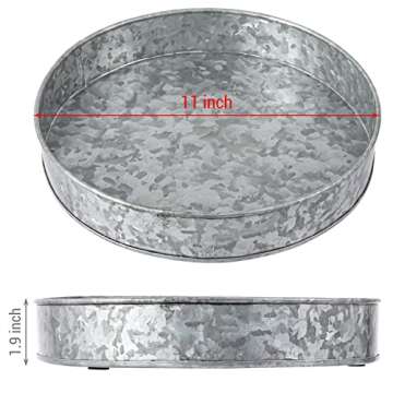 MyGift Rustic Metal Round Serving Tray - 11 Inch