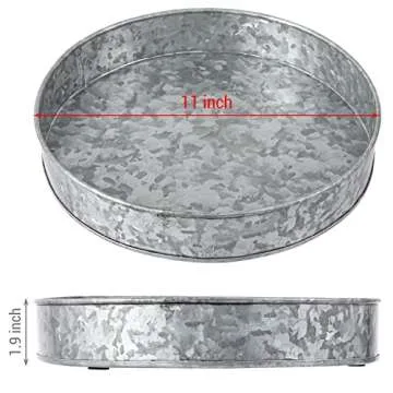 MyGift Rustic Metal Round Serving Tray - 11 Inch