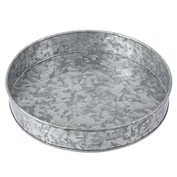 MyGift Rustic Metal Round Serving Tray - 11 Inch