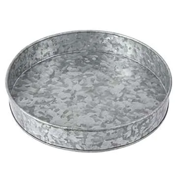 MyGift Rustic Metal Round Serving Tray - 11 Inch