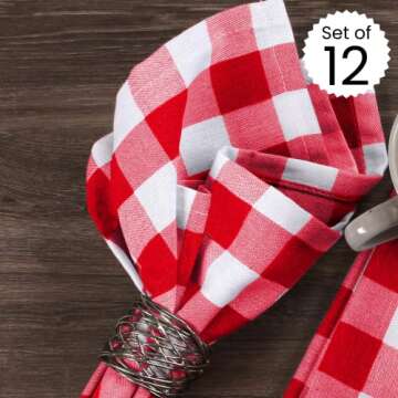 Dine n Decor Buffalo Plaid Cloth Napkins 100% Cotton - Ideal for Events Wedding Christmas Easter - P...