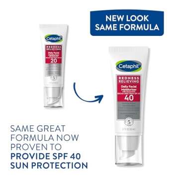 CETAPHIL Redness Relieving Daily Facial Moisturizer SPF 40, 1.7 fl oz, Broad spectrum Sunscreen, Neu...