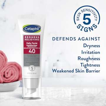 CETAPHIL Redness Relieving Daily Facial Moisturizer SPF 40, 1.7 fl oz, Broad spectrum Sunscreen, Neutral Tint, For Redness-Prone Skin