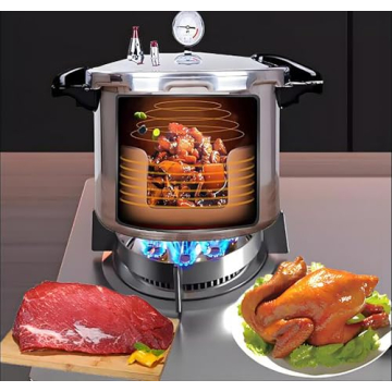 25 Quart induction pressure canner Cooker&pressure canner with gauge&pressure canners for canning&Pressure Gauge | Pressure Regulator | pressure canning pot | Pressure release 13 PSI (+/- 5%)