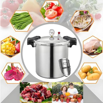 25 Quart induction pressure canner Cooker&pressure canner with gauge&pressure canners for canning&Pressure Gauge | Pressure Regulator | pressure canning pot | Pressure release 13 PSI (+/- 5%)