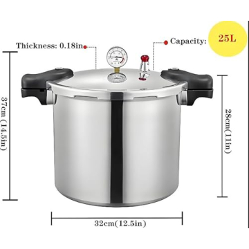 25 Quart induction pressure canner Cooker&pressure canner with gauge&pressure canners for canning&Pressure Gauge | Pressure Regulator | pressure canning pot | Pressure release 13 PSI (+/- 5%)