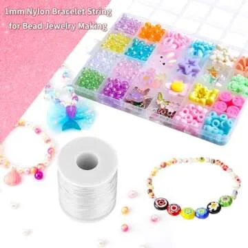 Kblick White Nylon String Cord - 1 MM 100 Yards Braided Ornament String, Nylon Twine Thread for Bracelet Making, Necklace Jewelry Thread Clay Bead Cord for Crafts Bracelets, Macrame Beading