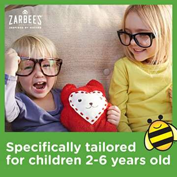 Zarbee’s Kids Cough + Mucus Daytime for Children 2-6 with Dark Honey, Ivy Leaf, Zinc & Elderberry, #1 Pediatrician Recommended, Drug & Alcohol-Free, Mixed Berry Flavor, 4FL Oz