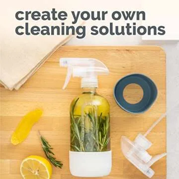 Vine Creations Glass Spray Bottles for Cleaning Solutions, Clear Glass Spray Bottle with Silicone Sleeve, 16 oz Empty Spray Bottles for Cleaning, Plant Spray Bottle, Cleaning Spray Bottle - 2 Pack
