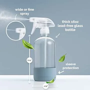 Vine Creations Glass Spray Bottles for Cleaning Solutions, Clear Glass Spray Bottle with Silicone Sleeve, 16 oz Empty Spray Bottles for Cleaning, Plant Spray Bottle, Cleaning Spray Bottle - 2 Pack