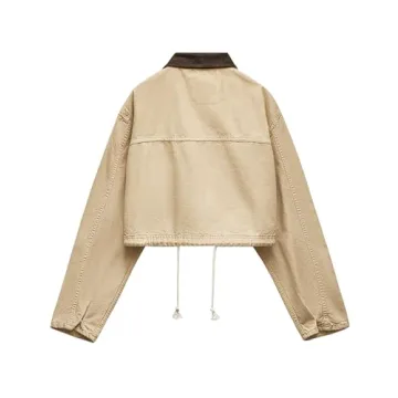 Megfie Women's Cropped Jacket with Contrast Collar - Stylish & Versatile