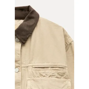 Megfie Women's Cropped Jacket with Contrast Collar - Stylish & Versatile