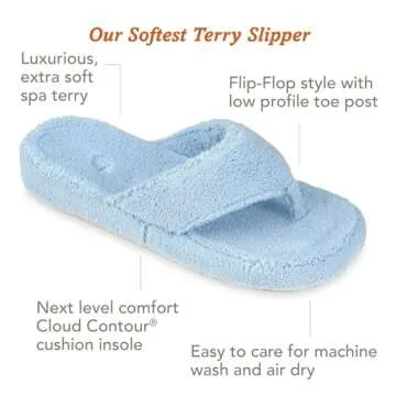 Acorn Women's Spa Thong Slippers with Cloud Contour Comfort - Arch Support and Plush Fluffy Terry Li...