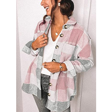 PRETTYGARDEN Stylish Plaid Shacket Jacket for Fall Wardrobe