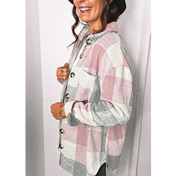 PRETTYGARDEN Stylish Plaid Shacket Jacket for Fall Wardrobe
