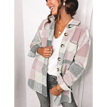 PRETTYGARDEN Stylish Plaid Shacket Jacket for Fall Wardrobe