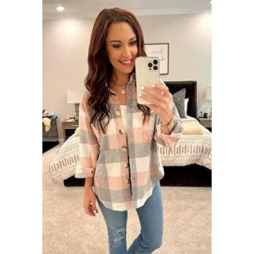 PRETTYGARDEN Stylish Plaid Shacket Jacket for Fall Wardrobe