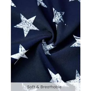 PATPAT 4th of July Matching Family Outfits Mommy and Me Dresses American Flag Hawaiian Sundress and Short Sleeve Striped Stars Shirts Casual Navy Blue USA Independence Day for Men M