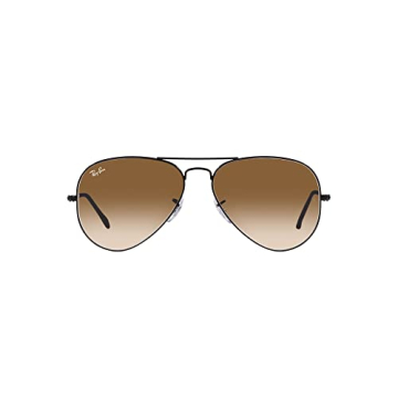 Ray-Ban RB3025 Classic Aviator Sunglasses in Black/Clear Gradient Brown, 58 mm