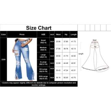 LaiyiVic Skinny Ripped Bell Bottom Jeans for Women Stretchy High Waisted Hole Distressed Flared Jean Denim Pants