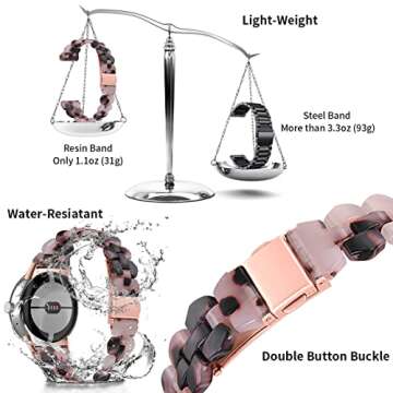 Chofit Compatible with Google Pixel Bands Women Grils, Stylish Resin Watch Bracelet Replacement Bands for Adjustable Wristband for Google Pixel Smartwatch Accssorises (Tortoise)