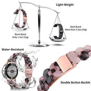 Chofit Compatible with Google Pixel Bands Women Grils, Stylish Resin Watch Bracelet Replacement Bands for Adjustable Wristband for Google Pixel Smartwatch Accssorises (Tortoise)