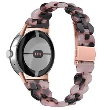 Chofit Compatible with Google Pixel Bands Women Grils, Stylish Resin Watch Bracelet Replacement Bands for Adjustable Wristband for Google Pixel Smartwatch Accssorises (Tortoise)