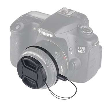 waka 3 Pack 55mm Center Pinch Lens Cap Cover with Tether for Nikon D3500 D3400 D5600 D7500 with AF-P 18-55mm f/3.5-5.6G VR Kit Lens & Other 55mm Thread Lenses (Not for Canon EF-S 18-55mm Lens)