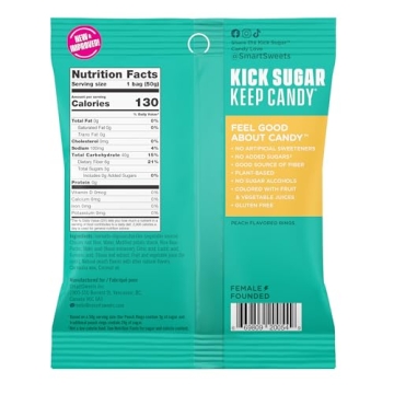 SmartSweets Peach Rings Low Sugar Gummy Candy Pack of 12