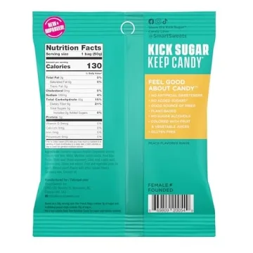 SmartSweets Peach Rings Low Sugar Gummy Candy Pack of 12