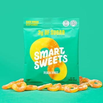 SmartSweets Peach Rings Low Sugar Gummy Candy Pack of 12