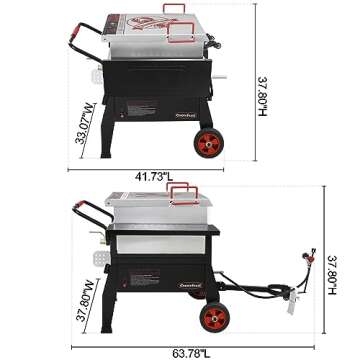 Creole Feast CFB1001A 90 QT Crawfish Boiler, Outdoor Single Sack Propane Gas Cooker with Folding Cylinder Mounting Bracket and Stirring Paddle for Seafood & Crawfish Season, Black