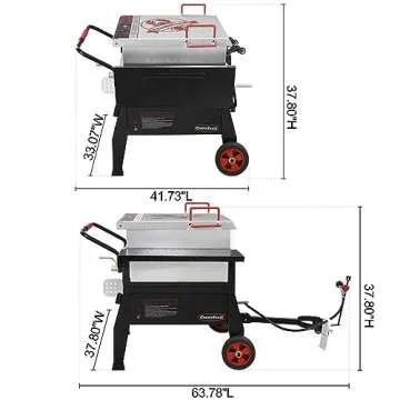 Creole Feast CFB1001A 90 QT Crawfish Boiler, Outdoor Single Sack Propane Gas Cooker with Folding Cylinder Mounting Bracket and Stirring Paddle for Seafood & Crawfish Season, Black
