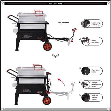 Creole Feast CFB1001A 90 QT Crawfish Boiler, Outdoor Single Sack Propane Gas Cooker with Folding Cylinder Mounting Bracket and Stirring Paddle for Seafood & Crawfish Season, Black