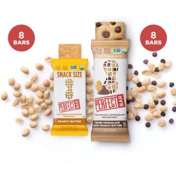 Perfect Bar, Peanut Butter Snack Size & Dark Chocolate Chip Peanut Butter Bar Bundle, .88-2.3 Ounce Bar, 16 Count
