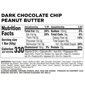 Perfect Bar, Peanut Butter Snack Size & Dark Chocolate Chip Peanut Butter Bar Bundle, .88-2.3 Ounce Bar, 16 Count