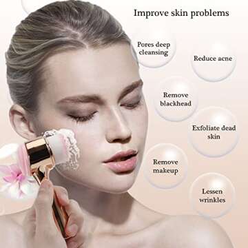 Beomeen Face Brush 2 in 1 - Facial Cleansing Exfoliating Brush with Soft Bristles and Silicone for S...