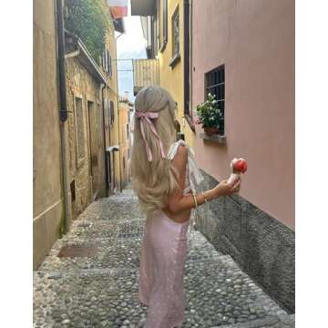 Ayesha Pink Hair Bows Clips Pink Coquette Bow Hair Ribbon Bowknot with Long Tail Pink Bows Barrettes...