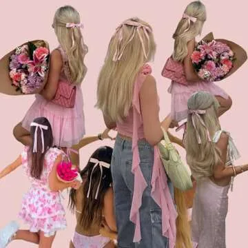 Ayesha Pink Hair Bows Clips Pink Coquette Bow Hair Ribbon Bowknot with Long Tail Pink Bows Barrettes Hair Accessories for Women Girls 4PCS