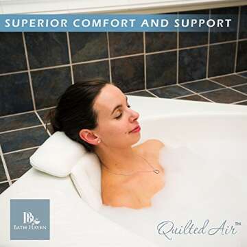 Bath Pillow Bathtub Pillow Back Neck Support Pillow, Spa Cushion for Tub, Relaxing Headrest Bath Pil...