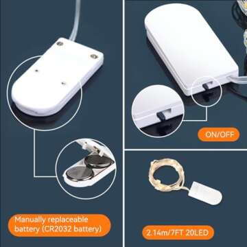 10 Pack Fairy Lights Battery Operated - 7ft 20 LED Twinkle Lights Copper Wire Mini String Lights Firefly Lights for Mason Jars DIY Crafts Christmas Wedding Party Centerpiece Table Decor, Warm White