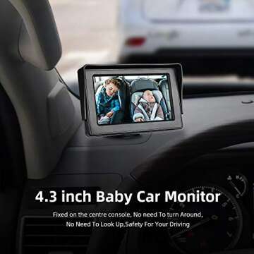 Baby Car Camera 4.3'' HD Baby Car Mirror Seat Camera Car Monitored Mirror Night Vision with Wide Vie...
