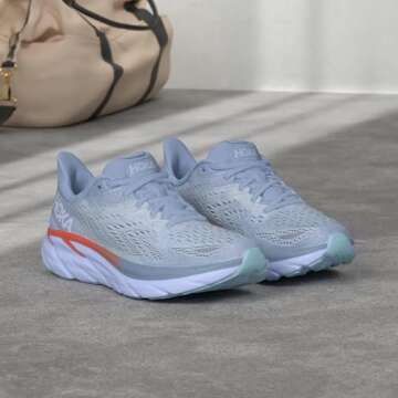 HOKA Clifton 8 Womens Shoes Size 8.5, Color: Blue Fog/Plein Air