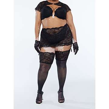 Savage X Fenty, Women's, Sheer Luck Thigh High Stockings, Caviar, 2X/3X