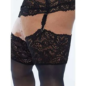 Savage X Fenty, Women's, Sheer Luck Thigh High Stockings, Caviar, 2X/3X