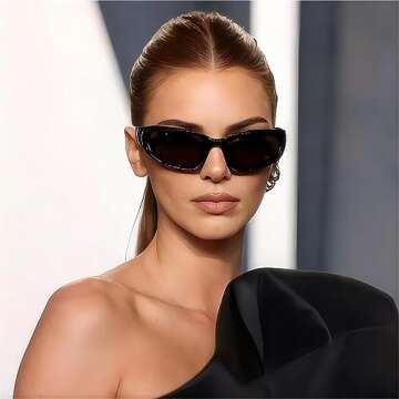 Milramtob Y2K Wrap Around Sunglasses - Black Shades for Fashion and Sport