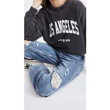 ANINE BING Women's Ramona Los Angeles Sweatshirt, Washed Black, S