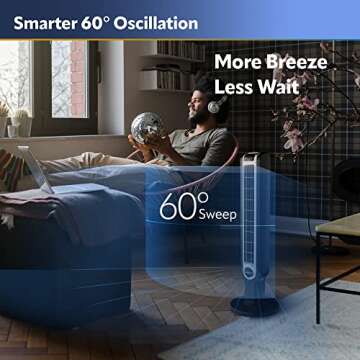 Lasko Oscillating Tower Fan, 3 Quiet Speeds, Timer, Remote Control, for Bedroom, Kitchen, Office, 36", Black, 2511